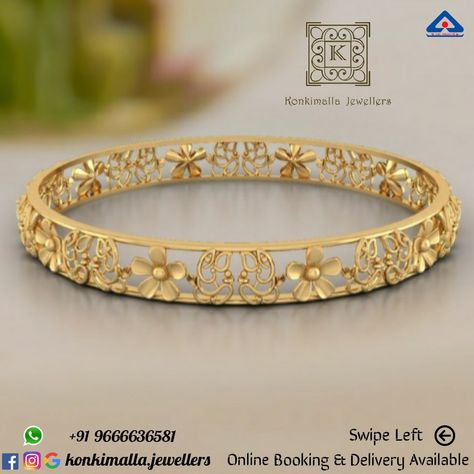 #KJ_G578 Net Weight: up to 24 grams Item : Single Bangle Fb, Insta, Pinterest: @konkimalla.jewellers Women Gold Bangles, Bangles Design Gold, Latest Gold Bangles, Single Bangle, Designer Bangles, Gold Bangles For Women, Bangles Design, Bridal Bangles, Gold Bangles Design