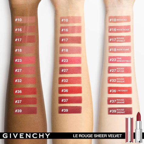 Givenchy Le Rouge Sheer Velvet, Givenchy Sheer Velvet Lipstick, Givenchy Lipstick, Olive Skin Lipstick, Best Lipstick Brand, Slay Makeup, Mac Lipstick Shades, Drugstore Lips, Upper Lip Hair