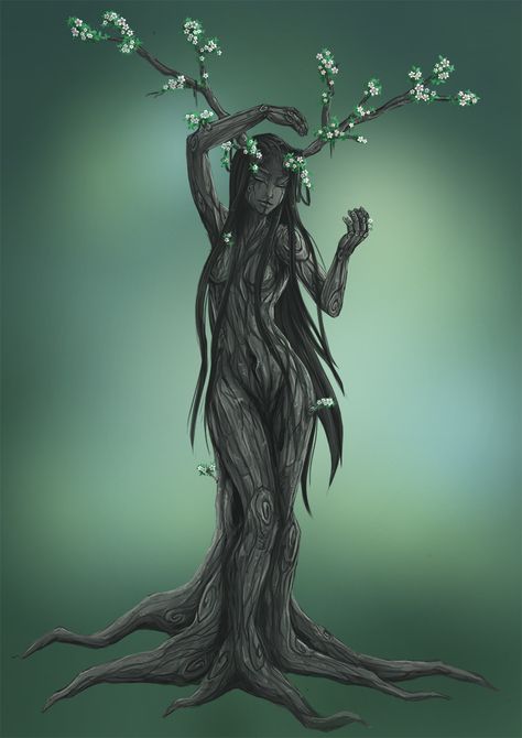 ArtStation - Dryad Fey Dnd, Tree Creature, Fae Creatures, Fae Realm, Tree People, Tree Woman, Dnd Monsters, Mythical Creatures Art, Arte Fantasy