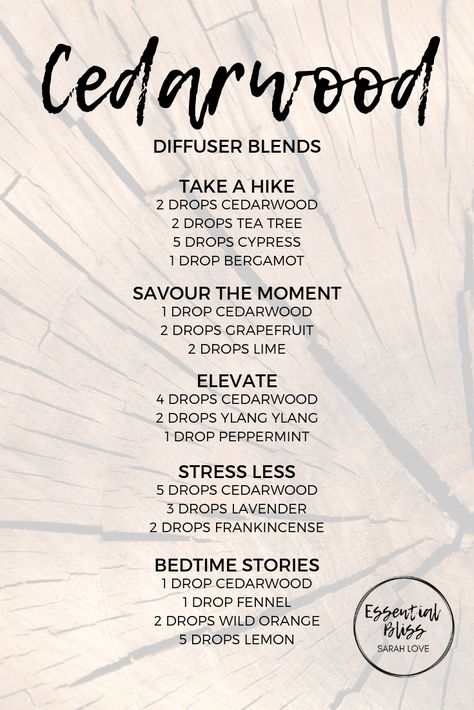 Cedarwood diffuser blends Living Oils Recipes, Doterra Diffuser Blends, Essential Oil Combinations, Doterra Essential Oils Recipes, Essential Oil Diffuser Blends Recipes, Young Living Essential Oils Recipes, Essential Oils Guide, Essential Oils Health, Essential Oil Diffuser Recipes