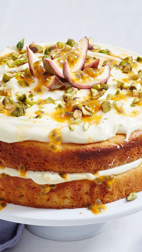 This tangy-sweet yoghurt cake is sure to be a crowd-pleaser! Passionfruit Cake, Lemon Layer Cakes, Pistachio Cake, Gluten Free Cake, Jamie Oliver, Food Cakes, Almond Recipes, Fruit Cake, Let Them Eat Cake