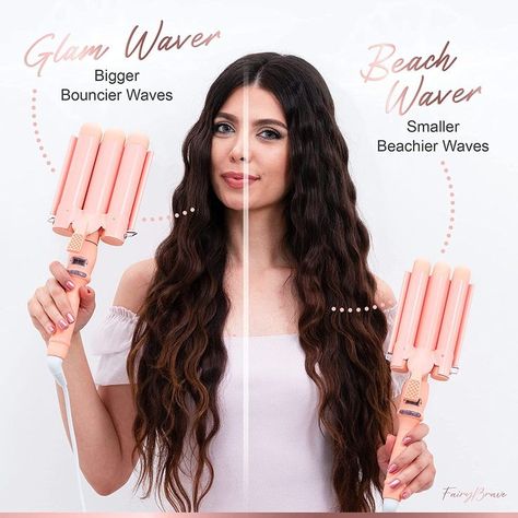 3 Barrel Curling Iron, Triple Hair Waver & Crimper Wand for Beach Waves, Ceramic Tourmaline with Adjustable Temperature Hair Crimped Styles, Wave Barrel Hair, Hair Crimper Styles Waves Hairstyles, Wave Maker Hair Tool, Large Crimped Waves, Triple Curling Iron Waves, Crimp Wave Hair, Three Prong Iron Waves, How To Use A 3 Barrel Waver