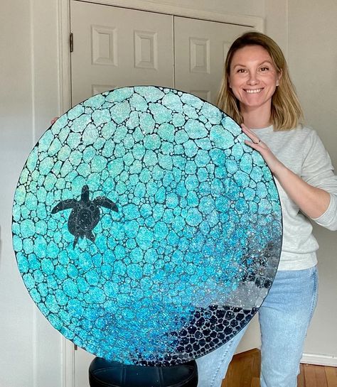 SOLD Art | Funart Mosaic Sea Life, Sea Turtle Mosaic, Turtle Mosaic, Light Blue Pillows, Family Bar, Scuba Tank, Mosaic Art Projects, Turtle Decor, Photo Mosaic