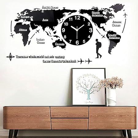 3D World Map Wall Clock Acrylic DIY, Beautiful Wall Art Big Decorative Clock For Living Room, Bedroom, Office - Unique Home Decor Piece : Amazon.co.uk: Home & Kitchen Home Appliance Pumps, Wall Clock Diy, 3d World Map, Clock Diy, 3d Wall Clock, 3d World, World Map Decor, 3d Map, Diy Clock Wall