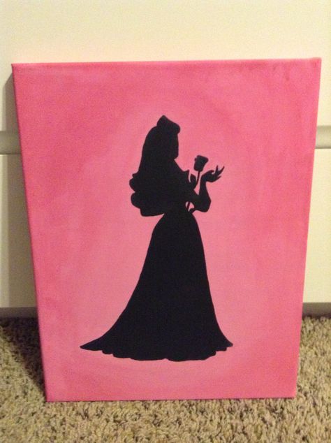 Sleeping Beauty Drawing, Sleeping Beauty Painting, Sleeping Beauty Painting Ideas, Canvas Art Mini, Sleeping Beauty Silhouette, Sleeping Beauty Art Illustration, Sleeping Beauty Canvas Painting, Aurora Sleeping Beauty Painting, 4 Canvas Paintings