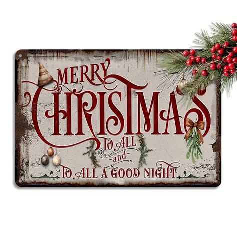 Merry Christmas Vintage Aluminum Sign Perfect Door Wall Home - Temu Christmas Wall Signs, Trending Christmas, Christmas Plaques, Christmas Wooden Signs, Ranch Decor, Decor 2024, Merry Christmas Vintage, Farmhouse Holiday, Merry Christmas Sign