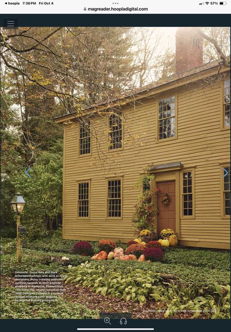 Brown House Exterior, Exterior Paint Colours, Yellow House Exterior, Colonial House Exteriors, Primitive Country Homes, Best Exterior Paint, House Paint Color Combination, Saltbox Houses, Colonial Exterior