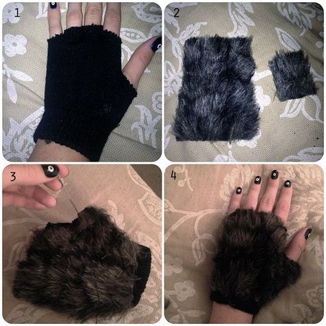 Wolf Costume Diy, Cats Costume, Gloves Diy, Werewolf Costume, Halloweenský Makeup, Fox Costume, Wolf Costume, Diy Kostüm, Diy Costume