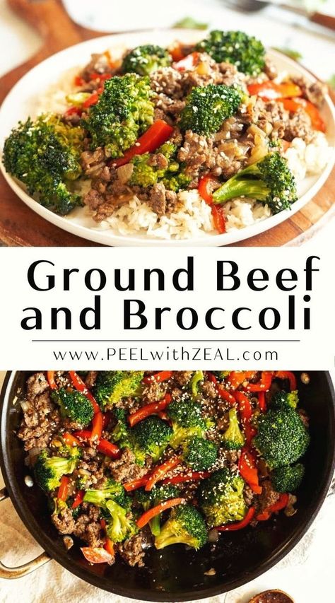 An easy and delicious ground beef and broccoli stir fry recipe! It's made with fresh broccoli, savory ground beef, and a delicious Asian-inspired sauce, this dish is a perfect choice for a quick weeknight meal.  Perfect for a ground beef dinner recipe that the whole family will love! Honey Garlic Ground Beef, Ground Beef Stir Fry, Beef Broccoli Stir Fry, Beef And Broccoli Recipe, Ground Beef And Broccoli, Ground Recipes, Broccoli Dishes, Beef Broccoli, Healthy Ground Beef