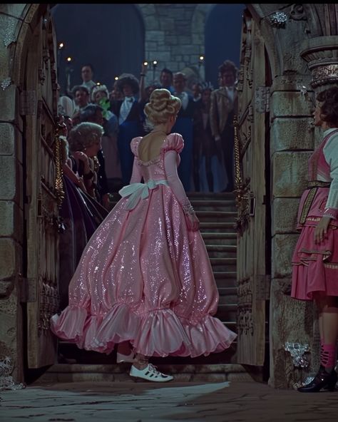 Disney Princess Dresses Art, Ever After Cinderella, Glinda Inspired Outfit Aesthetic, Cinderella Garden Scene, Costume Design Aesthetic, Princess Vintage, Magic Princess, Glinda Outfit Aesthetic, Pink Princess Dress Fairytale