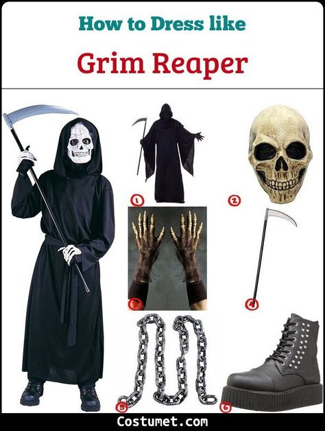 Grim Reaper Costume for Cosplay & Halloween 2021 Grim Reaper Costumes, Reaper Cosplay, Grim Reaper Outfit, Grim Reaper Costume Pattern, Grim Reaper Halloween Costume, Grim Reaper Accessories, Grim Reaper Costume, Reaper Costume, Edgy Boots