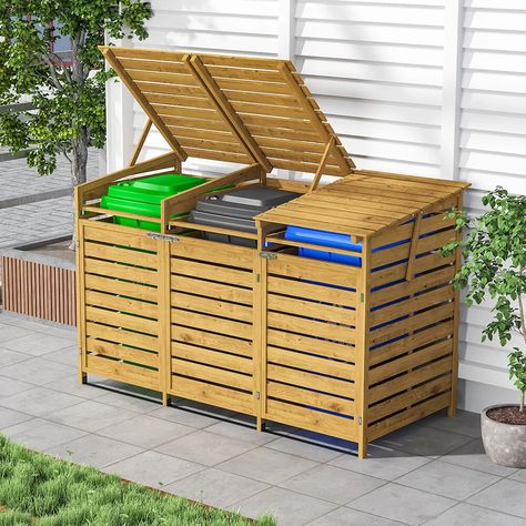 Large Triple Wheelie Bin Storage Wooden Store Cover Garden Rubbish Dustbin Shed | eBay Triple Bin Store, Triple Wheelie Bin Storage, Wheelie Bin Storage, Log Shed, Wood Trash Can, Bin Shed, Outdoor Trash Cans, Shed Base, Bin Storage