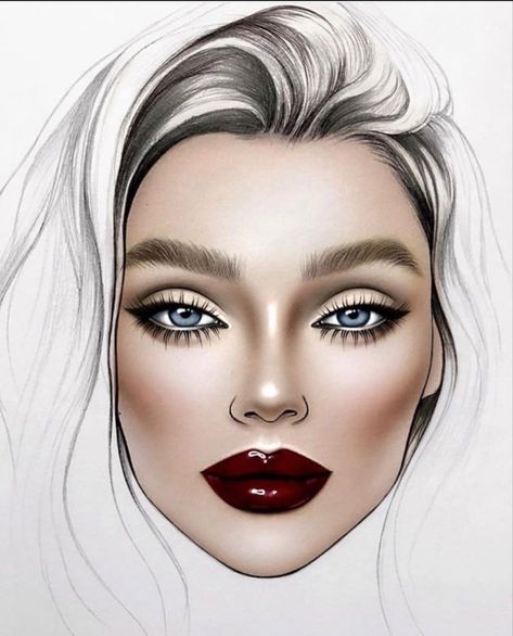 Makeup Karakter, Face Rendering, Mac Face Charts, Paper Makeup, Makeup Charts, Makeup Illustration, Arabic Makeup, Makeup Drawing, Drawing Eye