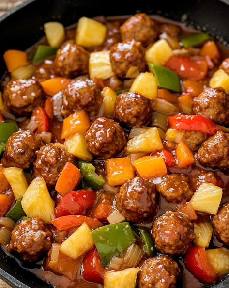 Delight in these Sweet and Sour Meatballs! Juicy bites coated in a tangy sauce, perfect for weeknight dinners or party appetizers. Ready in 30 mins! #MeatballMagic #EasyDinners #PartyFood #QuickMeals #ComfortFood Meatball Sweet And Sour Sauce, Sweet Teriyaki Meatballs, Sweet And Sour Pork Balls, Freezer Sweet And Sour Meatballs, Sweet And Sour Cocktail Meatballs, Sweet Sour Meatballs Pineapple, Meatballs With Peppers And Onions, Healthy Sweet And Sour Meatballs, Sweet N Sour Meatballs Crockpot