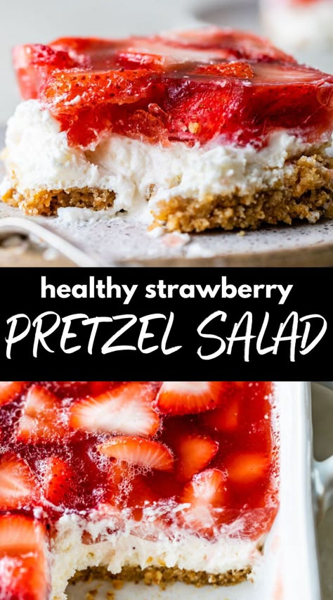 Pretzel And Strawberry Dessert, Gluten Free Strawberry Pretzel Salad, Weight Watchers Strawberry Pretzel Salad, Healthy Jello Salad, Ww Strawberry Pretzel Dessert, Healthy Strawberry Pretzel Salad, Gluten Free Pretzel Salad, Pretzel Crust Strawberry Dessert, Homemade Strawberry Jello