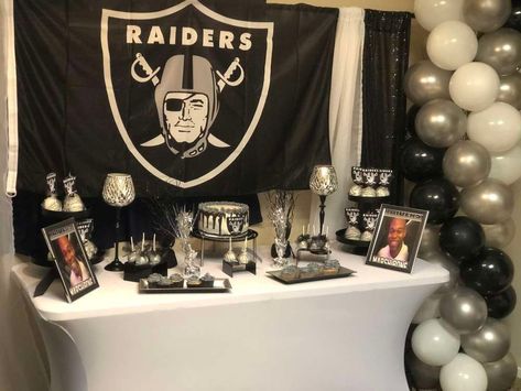 Raiders Birthday Party Ideas | #birthday Raiders 1st Birthday Party, Raiders Party Decorations Diy, Raiders Theme Party Ideas, Raider Birthday Party Ideas, Raider Themed Birthday Party, Raiders Party Decorations, Raiders Birthday Party, Raiders Theme Birthday Party, Raiders Birthday Party Decorations