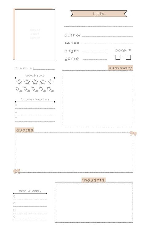 Book Review Layout, Book Rating Template, Book Log Template, Booktok Journal, Reading Journal Template, Book Rating, Goodnotes Cover, Books Journal, Book Tropes