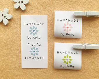 Handmade labels for sewing | Etsy Tags For Handmade Items, Label Printing Machine, Custom Clothing Labels, Product Tags, Sewing Labels, Fabric Labels, Numbers Font, Clothing Tags, Knitting Gift