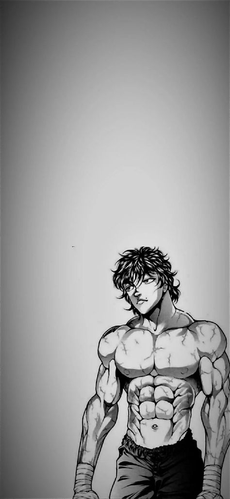 Baki Poses One Hand, Baki Hanma Wallpaper Phone, Baki Physque, Baki Hanma Manga Wallpaper, Baki Black Wallpaper, Baki Hanma Black And White, Baki The Grappler Wallpaper, Baki Hanma Wallpaper Hd, Baki Hanma Hairstyle