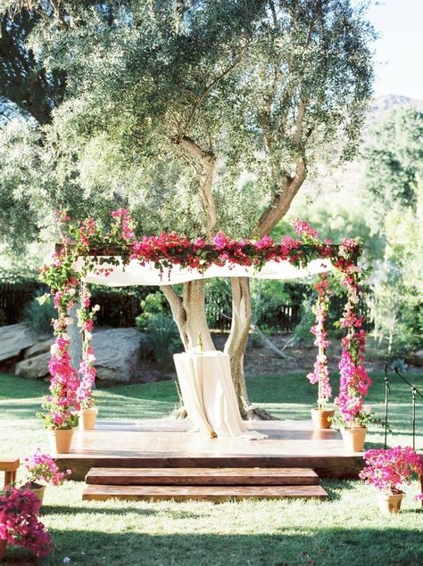 Simple Chuppah, Wedding Canopy Outdoor, Bougainvillea Wedding, Hummingbird Nest Ranch Wedding, Foodie Wedding, Al Fresco Wedding, Mandap Design, Hummingbird Nest Ranch, Hummingbird Nest