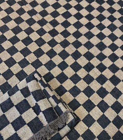 Checker Rug, Checkerboard Rug, Check Rug, Jute Wool Rug, Dhurrie Rugs, Checkered Rug, Flat Woven Rug, Area Rug Runners, Checkerboard Pattern