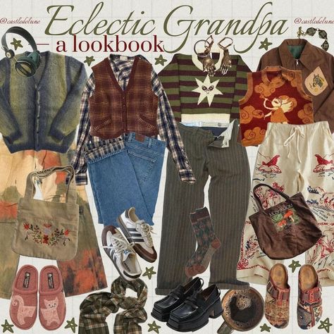 ๛ isaiah | This is entirely inspired by @sftclm's post from 2 days ago!! This aesthetic is my new favourite thing 💖 It's giving bookish grandpa… | Instagram Old Grandpa Aesthetic, Bookish Aesthetic Outfit, Electric Grandpa Aesthetic, Grandpa Sweater Outfit Aesthetic, Eclectic Grandpa Aesthetic, Grandpa Core Aesthetic, Grandpa Outfit Aesthetic, Grandpa Core Outfits, Grandpa Aesthetic Outfit