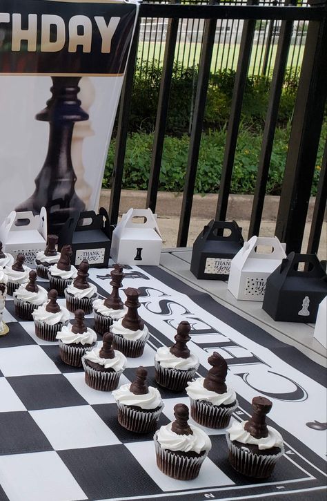 Chess Theme Birthday Party, Chess Party Ideas, Chess Themed Birthday Party Ideas, Chess Party Theme, Chess Themed Party Decorations, Chess Themed Party, Chess Birthday Party Ideas, Chess Birthday Cake, Chess Cakes