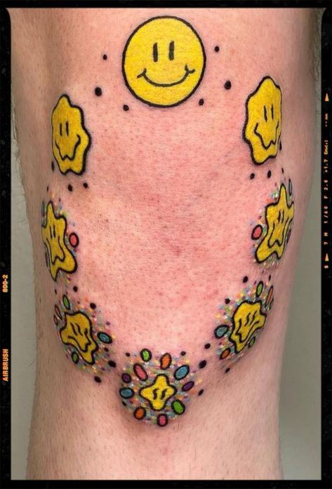 Smiley Tattoo, Filter Tattoo, Mirror Tattoos, Smile Tattoo, Hippie Tattoo, App Filter, Funky Tattoos, 3 Tattoo, Airbrush App