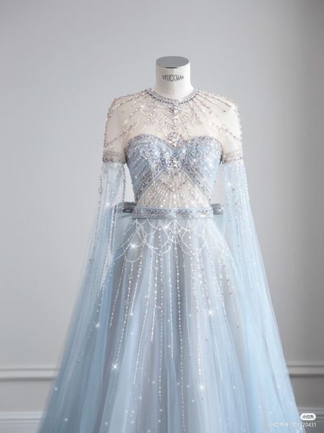 Elsa Prom Dress, Prom Dresses 2024 Blue, Periwinkle Wedding Dress, Ice Queen Aesthetic, Targaryen Clothes, Elsa Inspired Dress, Winter Wonderland Dress, Snowflake Dress, Cinderella Dress