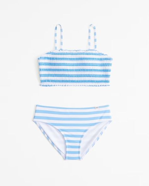 smocked two-piece swimsuit | Abercrombie & Fitch (US) Preppy Summer Swimwear, Preppy Swimwear, Swimsuits Pink, Preppy Swimsuit, Bday List, Albion Fit, Girls Smock