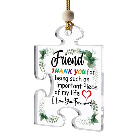 PRICES MAY VARY. 【Thank You Friend Gift】 Our ornament with a nice saying "thank you for being such an important part of my story." It is perfect thank you gifts for Friend. Let's say thank you in a new way. 【Appreciation Gift】: It is a Friend appreciation gifts, great Friend appreciation gift, thank you gifts for Friend, Friend gift, soul Friend gift, Thanksgiving, Christmas, birthday. 【Material and Size】The acrylic plaque material is crystal clear and pleasing to the eye, carefully polished, sm Long Distance Friend Gifts, Acrylic Puzzle, Thank You Sister, Soul Sisters Gifts, Aunt Birthday Gift, Friend Anniversary, Birthday Gifts For Brother, Gifts For Friend, Christmas Gifts For Sister