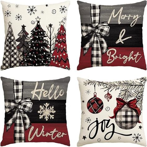 Seasonal Pillows, Hiasan Bilik Tidur, Christmas Cushion Covers, Red Throw, Bantal Sofa, Xmas Trees, Red Throw Pillows, Christmas Pillows, Christmas Cushions