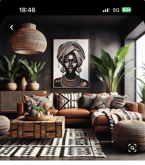 [SponsoredPost] 18 Best Glam Boho Living Room Decor Tips To Check Out This Autumn #glamboholivingroomdecor African Chic Decor, Afrocentric Living Room Ideas, African Living Room Ideas, Glam Boho Living Room, African Themed Living Room, African Decor Living Room, African Safari Decor, African Living Rooms, Modern African Decor