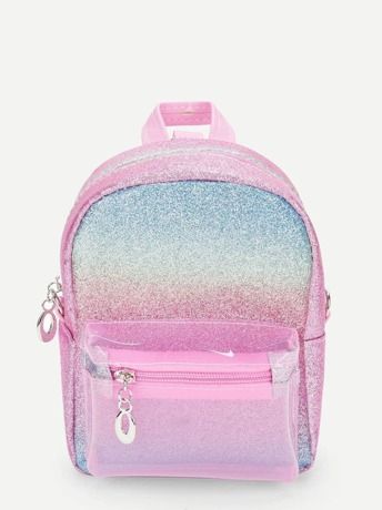 Girls Glitter Rainbow Random Color Backpack | SHEIN USA Girls Backpack Kids, Girly Backpacks, Glitter Backpack, Unicorn Fashion, Cute Mini Backpacks, Unicorn Bag, Sequin Backpack, Glitter Rainbow, Colorful Backpacks