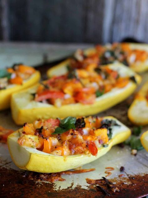 Stuffed Yellow Squash, Stuffed Summer Squash, Surimi Recipes, Summer Squash Recipes, Yellow Squash Recipes, Stuffed Squash, Yellow Squash, Summer Vegetable, Garden Recipes