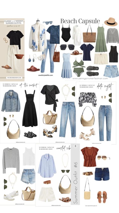 Summer Holiday Capsule Wardrobe, Caravan Travel, Vacation Capsule Wardrobe, Travel Capsule Wardrobe Summer, Holiday Capsule Wardrobe, European Trip, Capsule Wardrobe Women, Stylish Outfits For Women Over 50, Parisian Chic Style