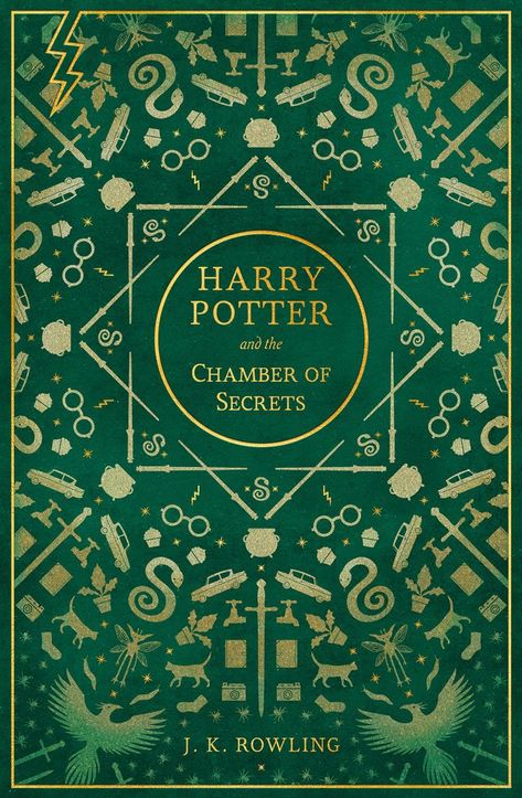 Beautiful Harry Potter Book Cover, Chamber of Secrets, Green and Gold Harry Potter Graphic Design, Harry Potter Book Covers Printable, Hogwarts Books, Harry Potter Graphics, Book Vase, Harry Potter Book Covers, Cover Harry Potter, Harry Potter Quilt, Harry Potter Classroom