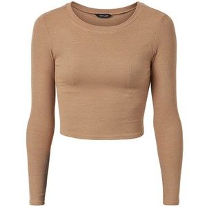 Camel Ribbed Long Sleeve Crop Top Camel Shirt, Beige Crop Tops, Beige Shirt, Ribbed Shirt, Beige Top, Neutral Outfit, Crop Shirt, Crop Top, Long Sleeve Crop Top