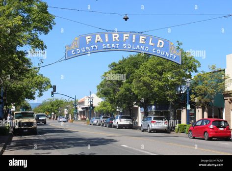 Download this stock image: Fairfield Sign erected in 1925 in Fairfield, California - HYRKRR from Alamy's library of millions of high resolution stock photos, illustrations and vectors. Fairfield California, Image Processing, Golden State, Sacramento, Photo Image, Street View, High Resolution, Stock Images, Resolution