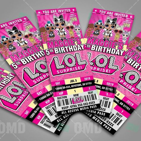 Suprise Birthday, Dolls Ideas, Ticket Style, Lol Surprise Dolls, Birthday Cartoon, Style Birthday, Birthday Party For Teens, Doll Party, Birthday Gifts For Teens