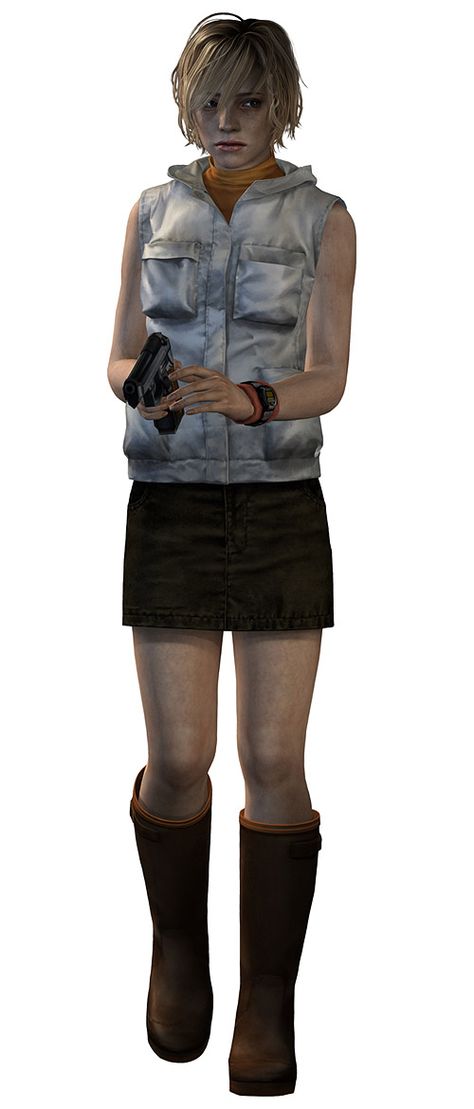 Heather Silent Hill Cosplay, Silent Hill Protagonists, Silent Hill Heather Fanart, Prymid Head Silent Hill, Horror Game Character Design, Heather Mason Cosplay, Silent Hill Characters, Heather Mason Fanart, Cheryl Silent Hill