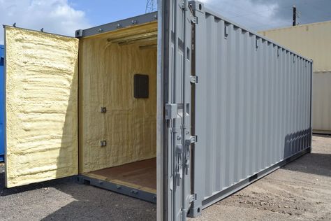 Shipping Container Workshop, Small Shipping Containers, Shipping Container Sheds, Shipping Container Storage, Shipping Container Office, Exterior Insulation, Cargo Container Homes, Sea Containers, Container Conversions