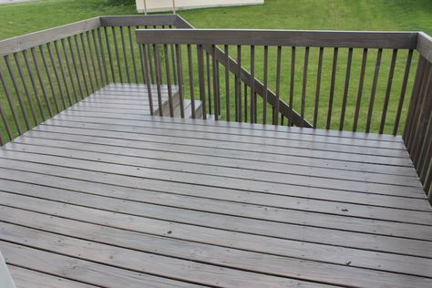 How to Stain Deck with Behr Weather Proofing Stain Deck Stains For Gray House, Gray Deck Stain, Gray Stained Deck, Behr Boothill Grey Stain, Boot Hill Grey Behr Stain, Behr Deck Stain Colors, Behr Slate Deck Stain, Solid Stain Deck Colors, Behr Deck Paint Colors Wood Stain