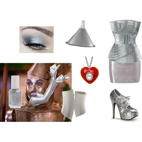 "tin man (wizard of oz)" by sherlockallday on Polyvore Wizard Of Oz Halloween Costumes, Tin Man Wizard Of Oz, Wizard Of Oz Halloween, Nursing Home Crafts, Silver Mini Skirt, Paris Bracelet, Character Wardrobe, Character Inspired Outfits, The Wonderful Wizard Of Oz