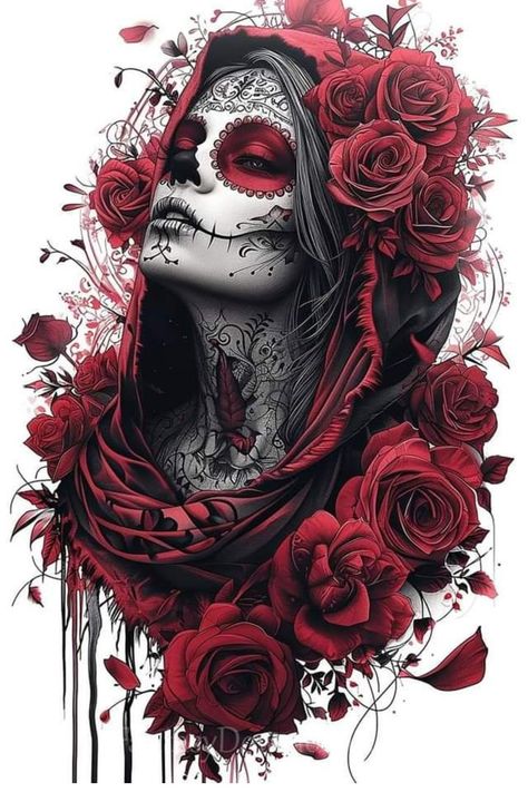 Sugar Skull Art Painting, Catrina Tattoo, Sugar Skull Artwork, Mexican Art Tattoos, Mexican Culture Art, Skull Art Drawing, Sugar Skull Tattoos, Sugar Skull Art, Skull Artwork