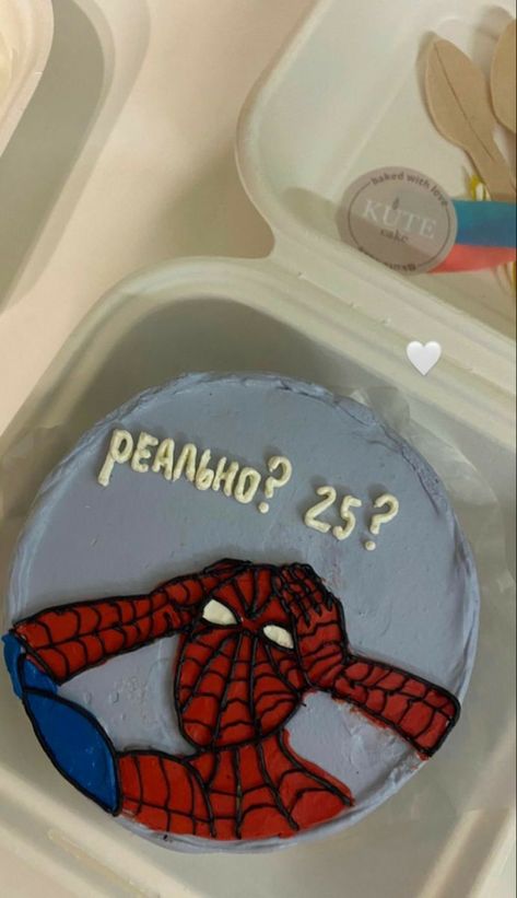 Spiderman Birthday Cake Aesthetic, Spiderman Bento Cake, Cake Asethic, Bento Cake For Boyfriend, Birthday Cake For Brother, Cake Designs For Kids, Cake For Boyfriend, Fruity Cake, Korean Cake