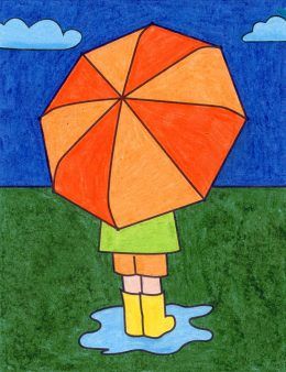 Rainy Day Drawing, Umbrella Coloring Page, Umbrella Drawing, Spring Drawing, Umbrella Painting, Umbrella Art, Art Lessons Elementary, Drawing Projects, Spring Art