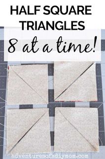 8 Half Square Triangles At Once Chart, Making 8 Half Square Triangles At A Time, How To Make Multiple Half Square Triangles, How To Make Half Square Triangle Blocks, Easy Patchwork Quilt, Half Square Triangle Blocks, Quilt Math, Half Square Triangles Tutorial, Easy Patchwork