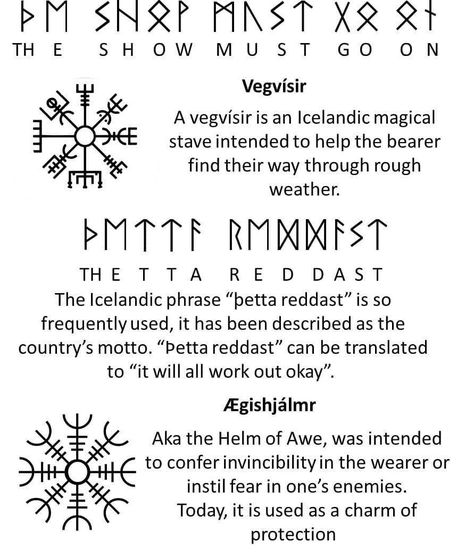 Iceland's unofficial motto: ‘þetta reddast’. Roughly translates to the idea that everything will work out all right in the end. (thet-ta red-ust) Icelandic Runes, Viking Symbols And Meanings, Viking Rune Tattoo, Runes Meaning, Norse Mythology Tattoo, Nordic Symbols, Viking Tattoo Symbol, Symbole Viking, Ancient Writing