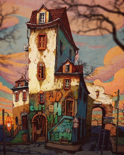 Francisco Fonseca on X: "Afternoon https://t.co/9si0Pa0hBz" / X Watercolour Buildings, Francisco Fonseca, Animation Scene, Watercolor House Painting, Painting Walls, Building Painting, Architecture Background, Book Illustration Art, House Illustration